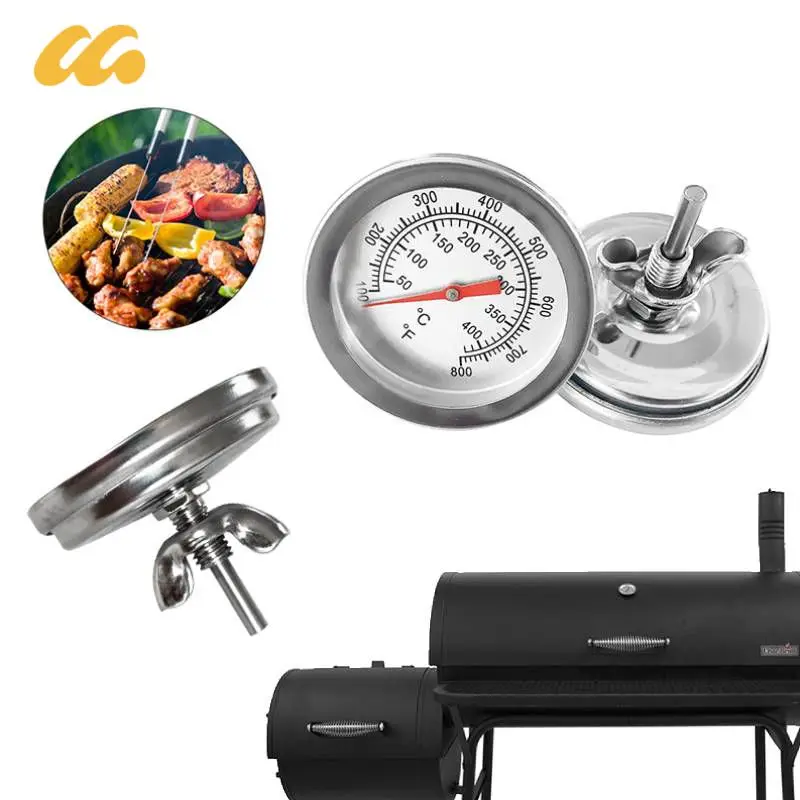 Stainless Steel BBQ Thermometer Barbecue Charcoal Pit Wood Smoker Thermometer Grill Oven Access Temperature Gauge Home Kitchen