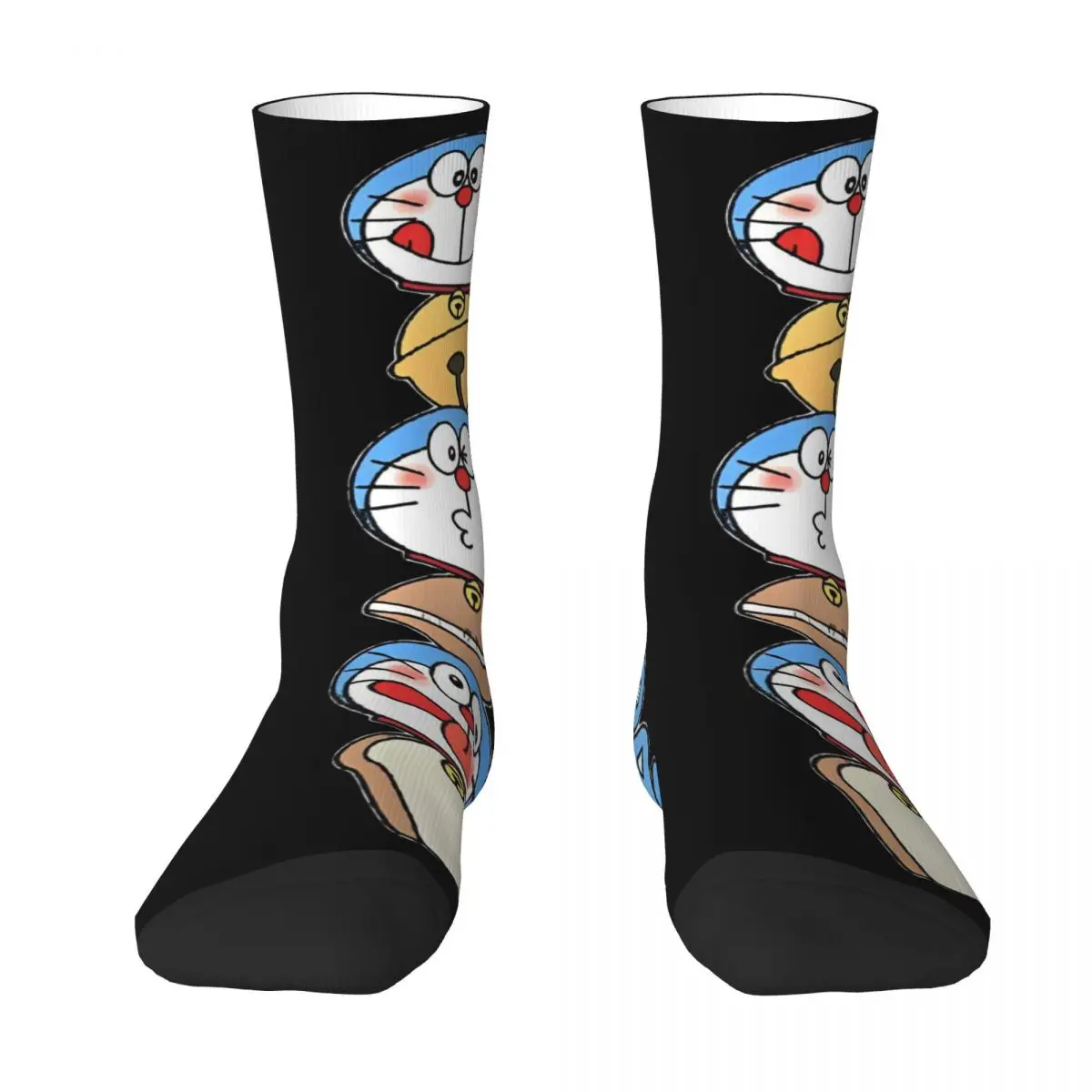 Doraemons-Calcetines de fútbol de Anime para hombre y mujer, medias de tubo medio de poliéster, con diseño de gato lindo, Manga colorida