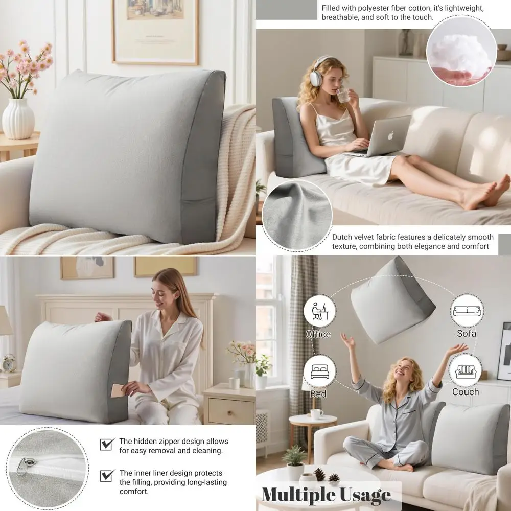 

Couch and Bed Rest Back Support Pillow with Removable Cover, Ergonomic Cushion for Comfortable Seating