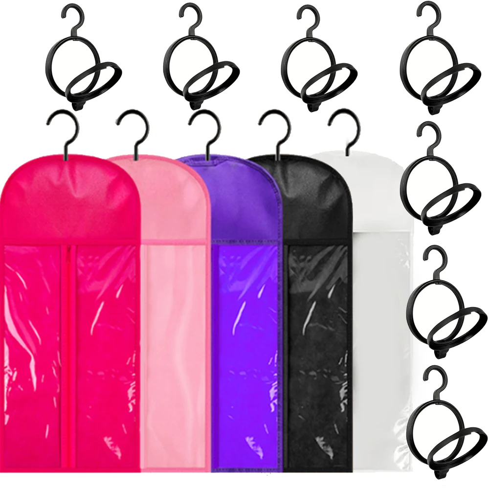 

2Packs Hanging Wig Stand, Storage Bags Dust-proof Wig Bags With Hanger With Clear Zipper Closure for Multiple Wigs Hats