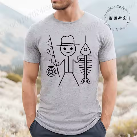 Sleeves Funny Fisherman T Shirts Causal Tops Tees Hip Hop Streetwear Funny Fisherman Design T-Shirt Fashion T-Shirt Short Sleeve