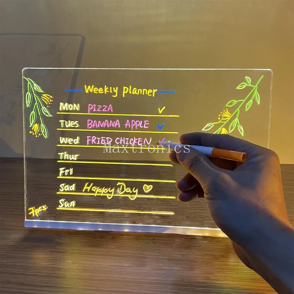 LED illuminate Message Board With 7 Colorful Pens Light Up Dry Erase Board with Light Acrylic Drawing Board for KTV School Home