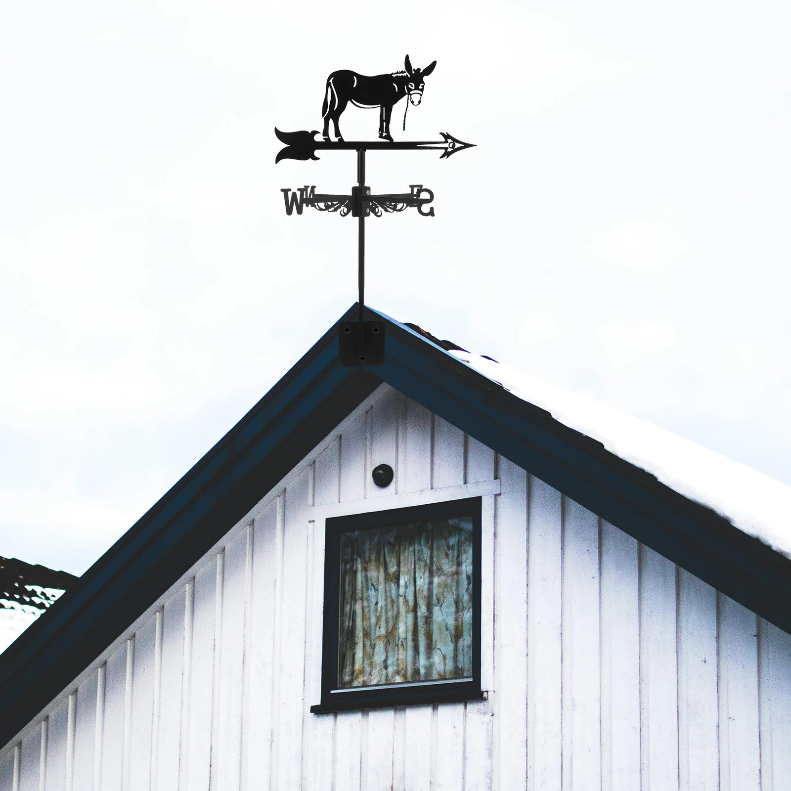 

1pc Iron Donkey Weathervane Roof Garden Decor Metal Wind Vane Direction Sign Easy Installation Outdoor Space Enhancement