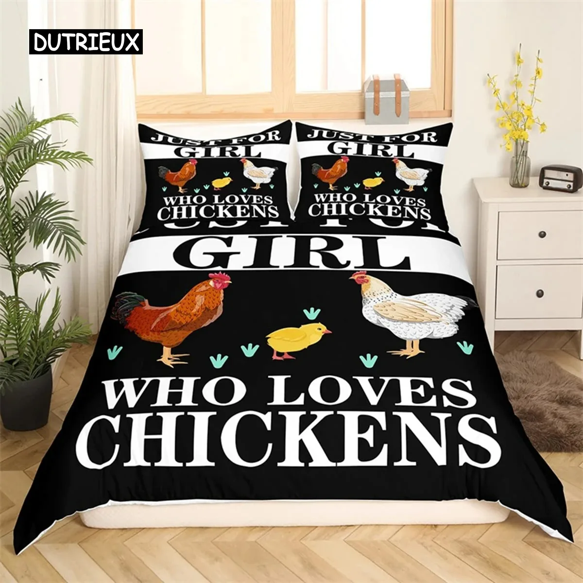 

Chicken Bedding Set Queen Farmhouse Animal Duvet Cover Hen Rooster Chicken Comforter Cover For Girls Teens Women Bedroom Decor