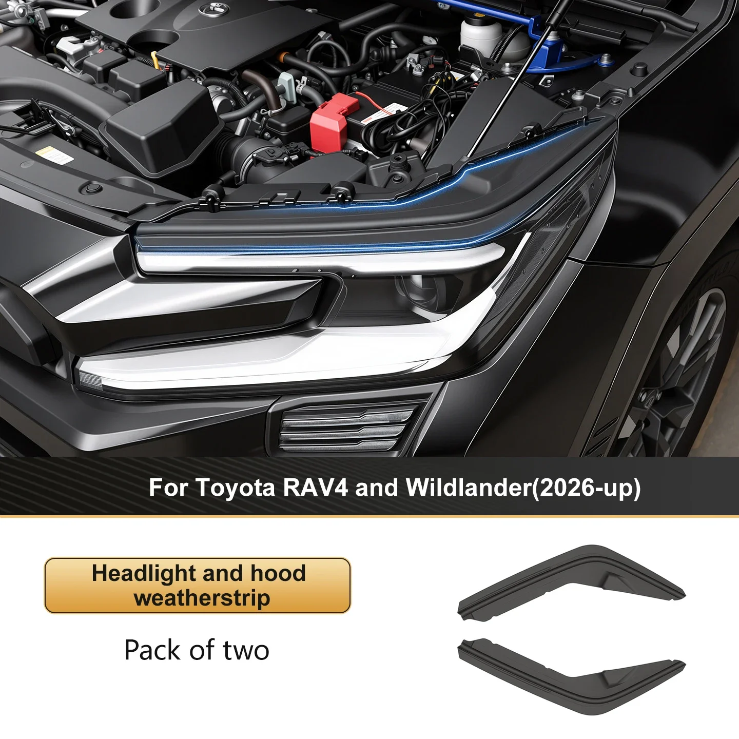 For Toyota RAV4 2026-2028 Headlight Silicone Sound Insulation Sealing Strip Waterproof Dust Proof Lamp Seal Car Accessories