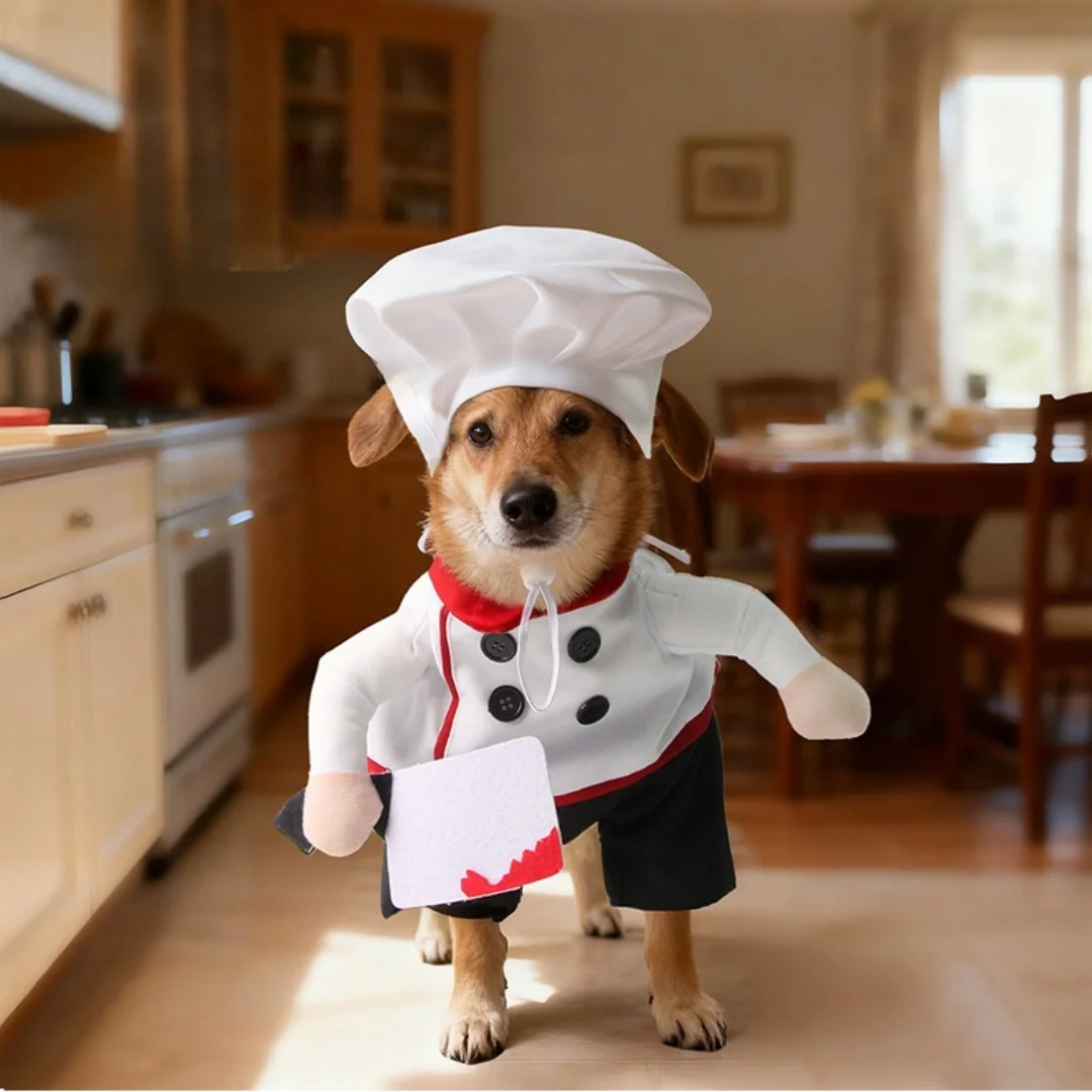 

Funny Pet Chef Costume, Cute Dog Cat Baker Outfit for Halloween Christmas Party, Birthday Photoshoot Cosplay Puppy Kitten Appare