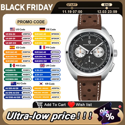 PAGANI DESIGN 2025 nuevo cronógrafo trasero de tortuga 1782 reloj para hombre reloj de cuarzo de moda para hombre relojes luminosos masculinos