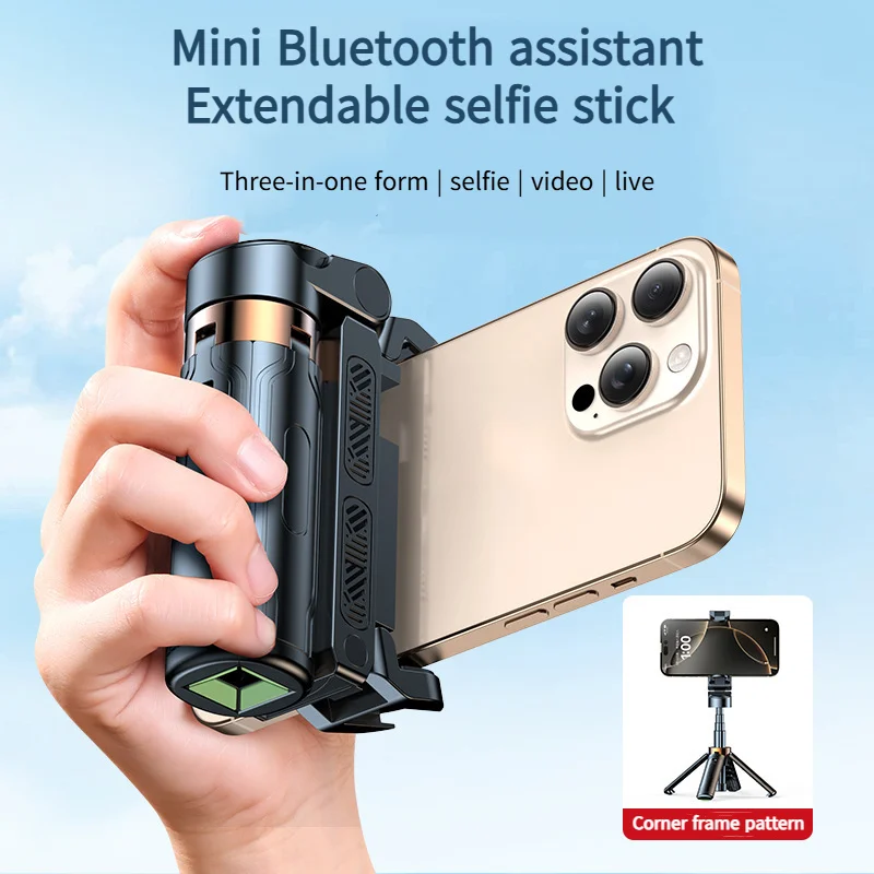 

New Portable Phone Holder Auxiliary Handle Tripod Selfie Stick Bluetooth Remote Control for Phone Vlog Livestreaming Photography