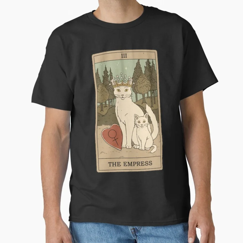 

The Empress Vinage Tarot Card Cat Funny magical cats cute pet Gift T shirt for men large size Adult Tops S-6XL mens clothing