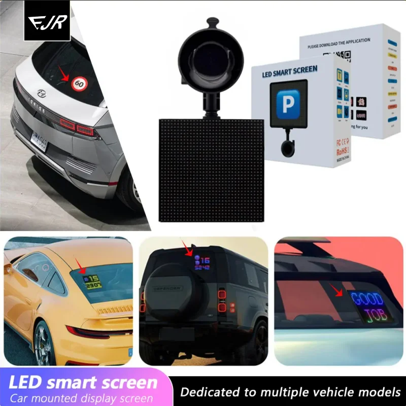 

LED Smart Screen Display On Car Rear Window Entertainment Fun Patterns Show Expression Screen Panel Mobile Phone APP Control