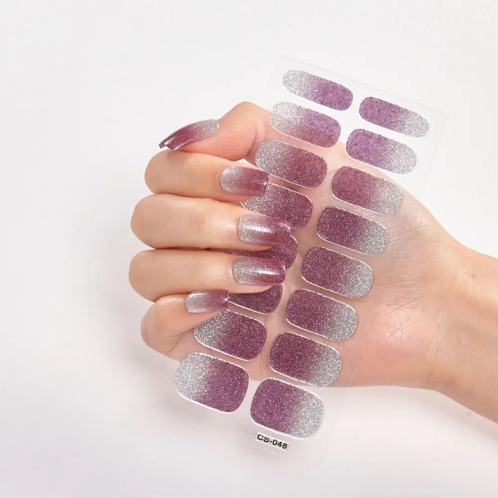 8 fogli strisce adesivi per unghie in gel colori sfumati strisce di smalto gel scintillanti involucri per unghie in gel semplici
