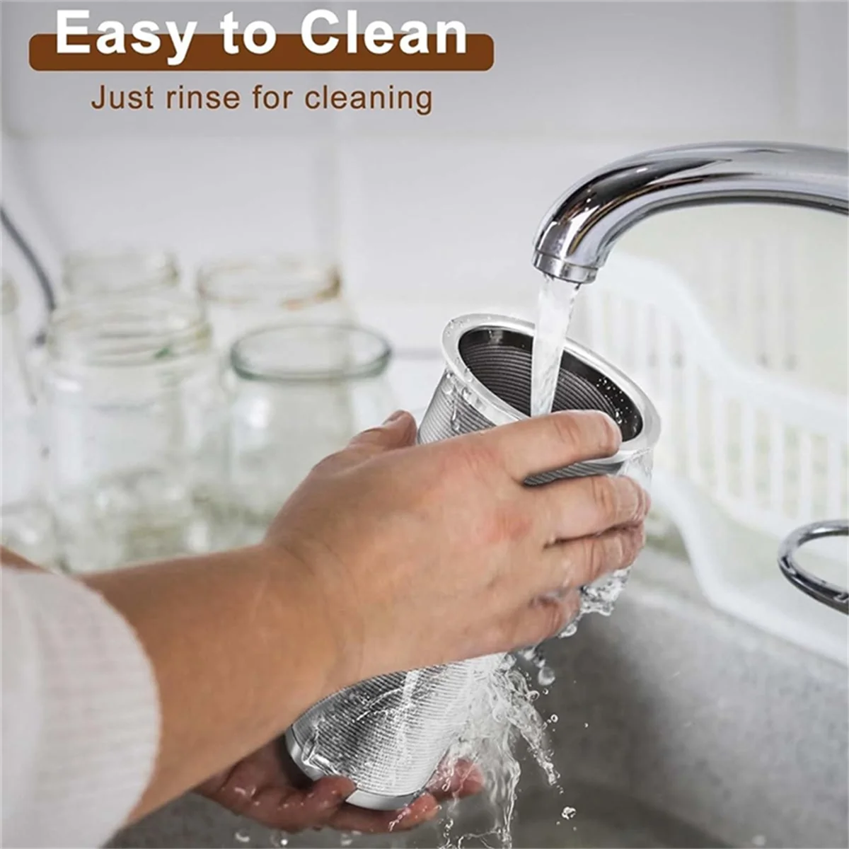 A77I Filtro per caffè freddo per brocca MasonJar in vetro da 32 OZ - Maglia fine, filtro in acciaio inossidabile 304 con anello di tenuta