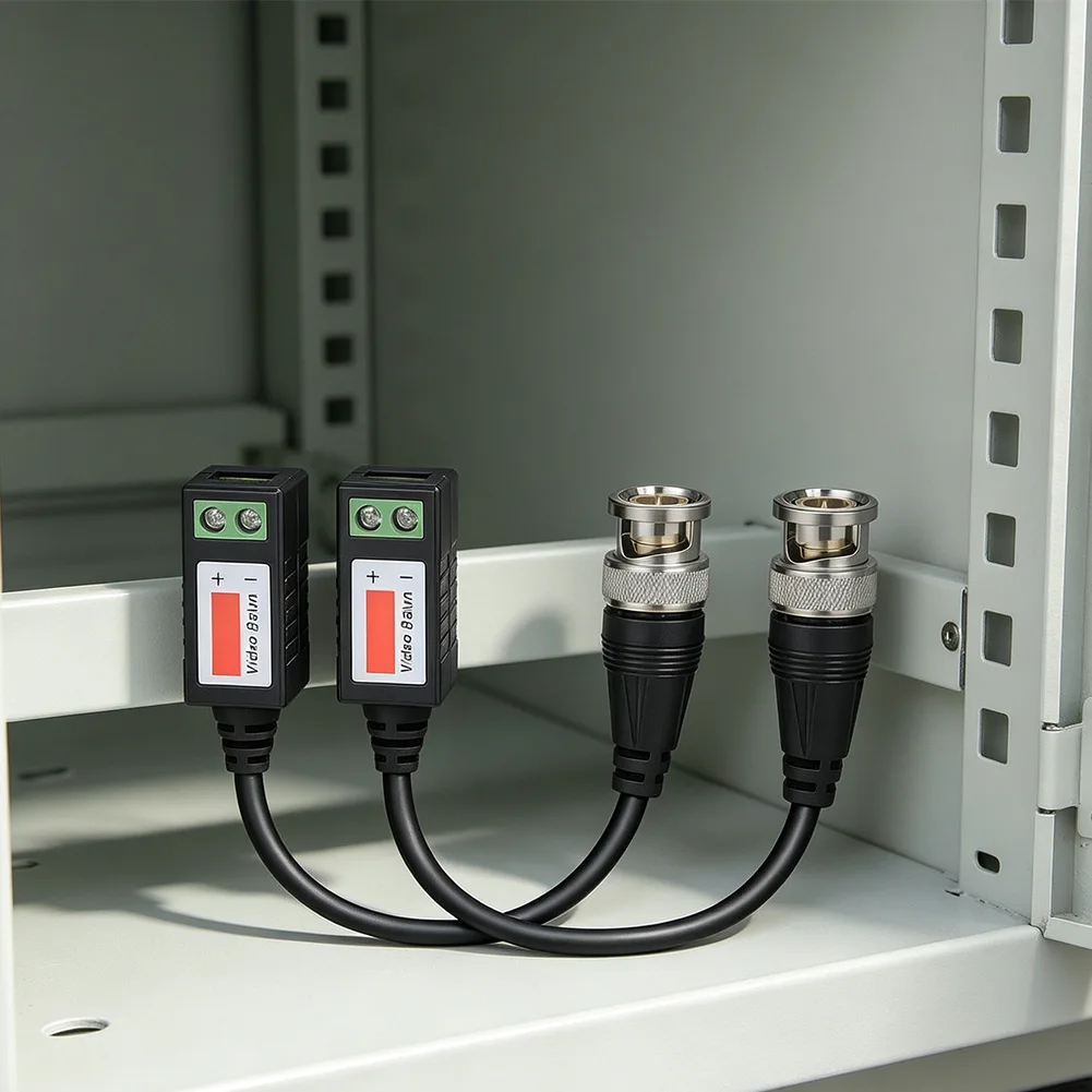 Conector Balun de Video Pasivo de 4 Pares, Resolución 4K 8MP para Sistemas CCTV AHD CVI CVBS con BNC Chapado en Oro y Soporte UTP