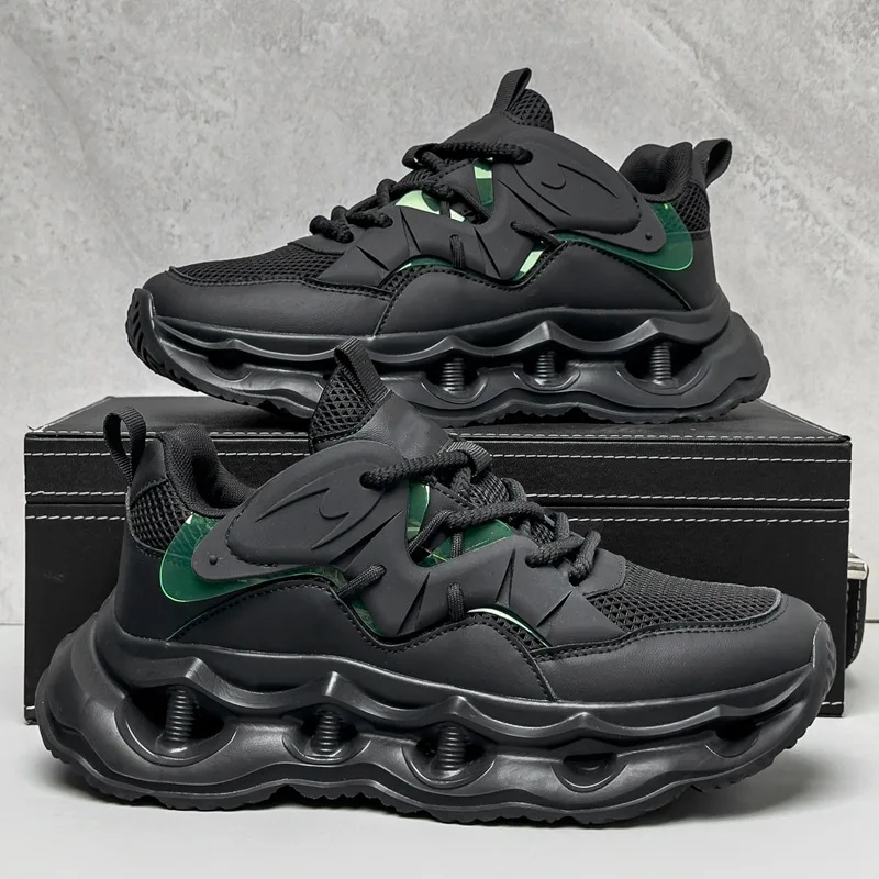 

Новая мужская амортизирующая спортивная обувь на толстой подошве, легкая дышащая сетчатая и модная уличная повседневная обувь