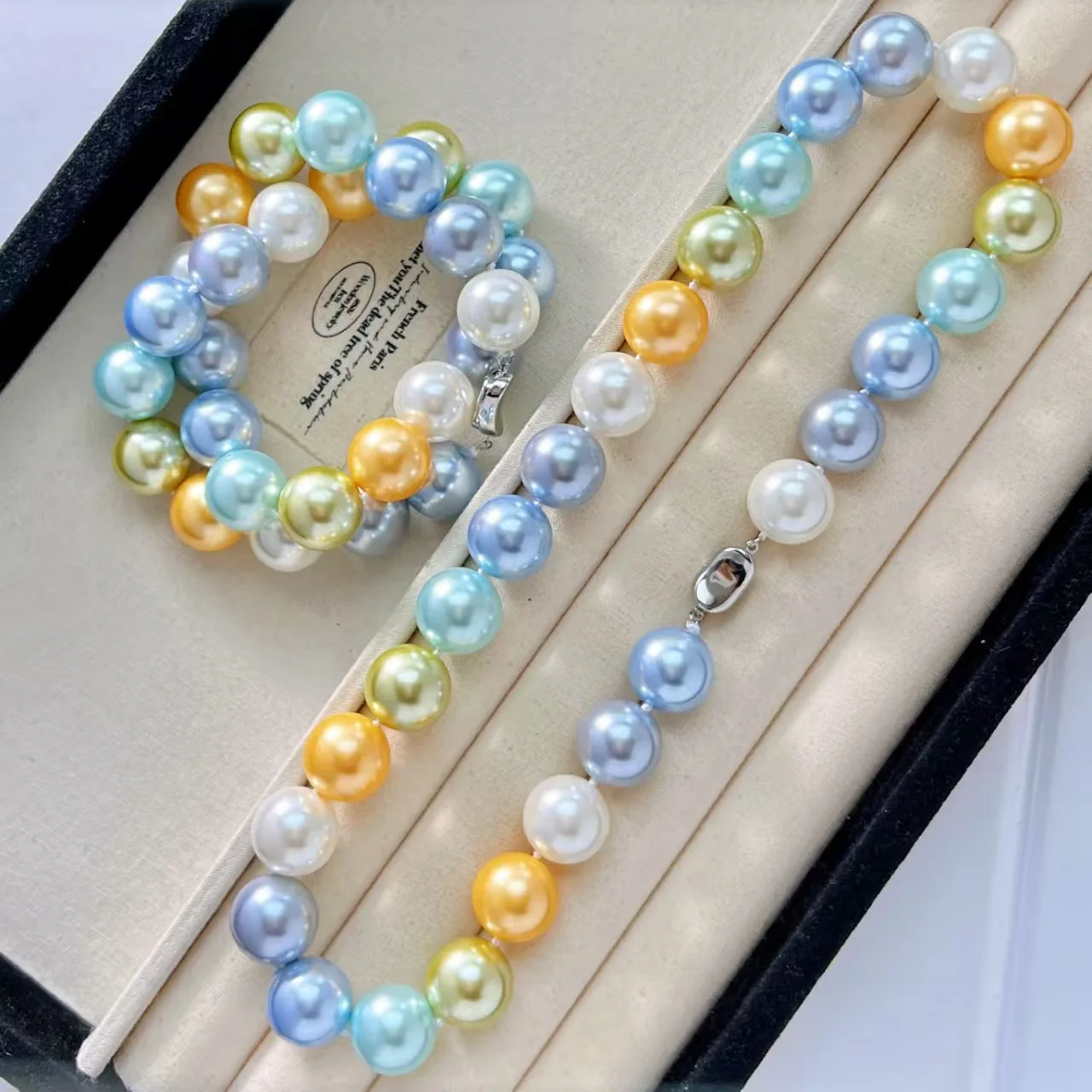 

Large particle 16mm color blue blue artificial crystal pearl item 18in-925s button