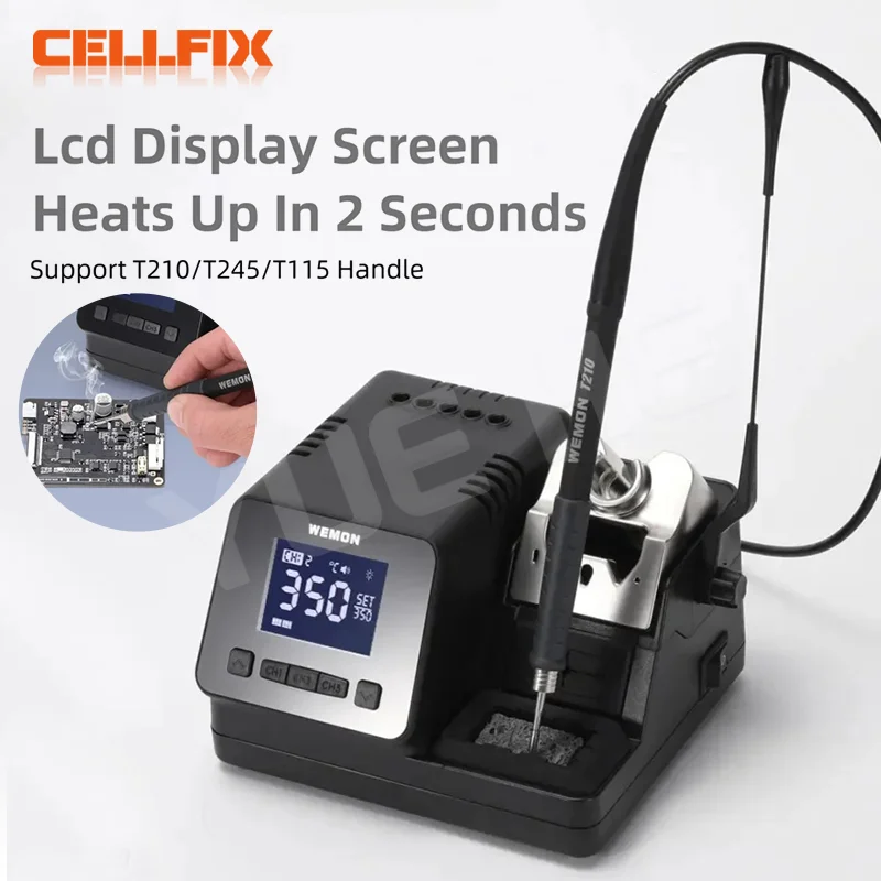 

WEMON T23 120W Intelligent Soldering Station 2S Heat Up PID Temp Control 100~480℃ for T210/T245/T115 Handles for PCB Repair Tool