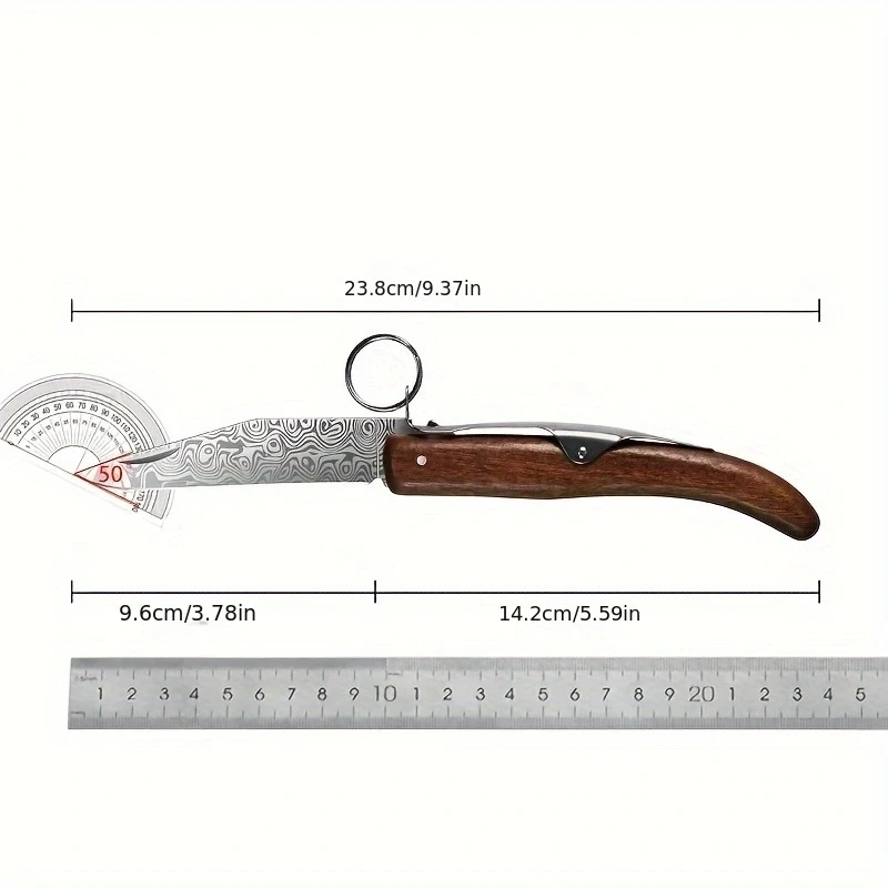 1PC Laser folding knife, fruit knife, outdoor barbecue knife, meat cutting knife, fishing collection knife, with keychain U9195