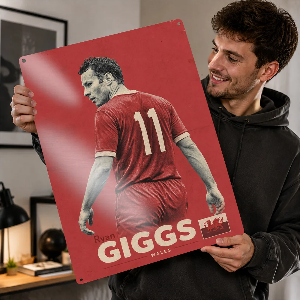 Ryan Giggs Football Aluminum Poster Personalized Metal Sign Club Hero Design Wall Art Made For Dedicated Fans In Matchday Room