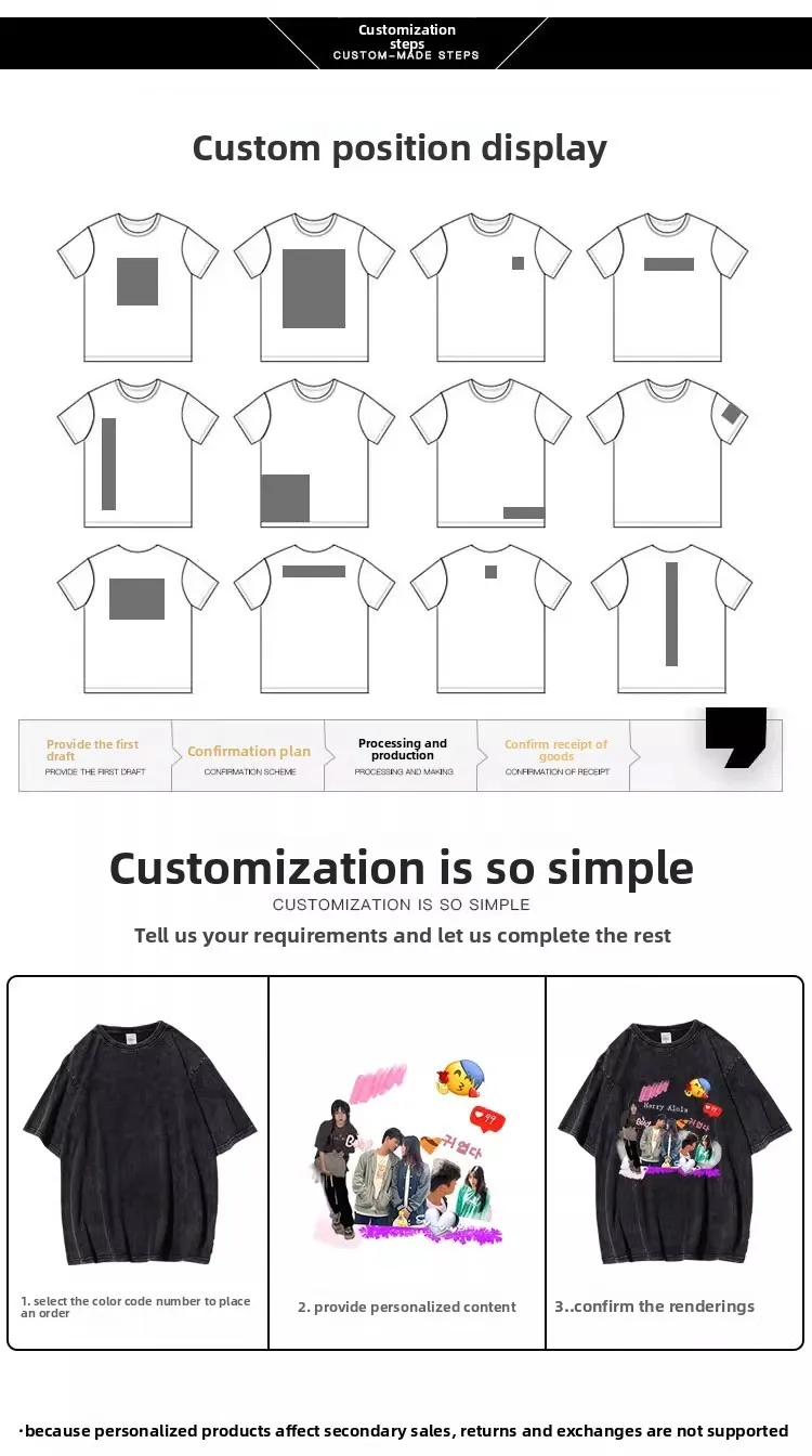 DTG Printing Customize Your Design or Like Photos Summer Mens T-Shirt Vintage Washed Hip Hop Style 100% Cotton Oversized Tees