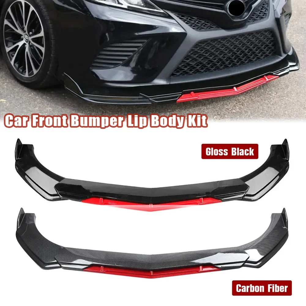 

Universal Car Front Bumper Lip Chin Body Kit Spoiler Splitter Diffuser 5PCS Canard Splitter ABS Plastic Car Front Shovel Black