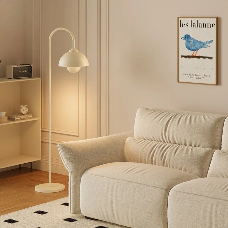 

French medieval floor lamp, high-end bedroom, living room, shelf next to sofa, integrated atmosphere desk lamp