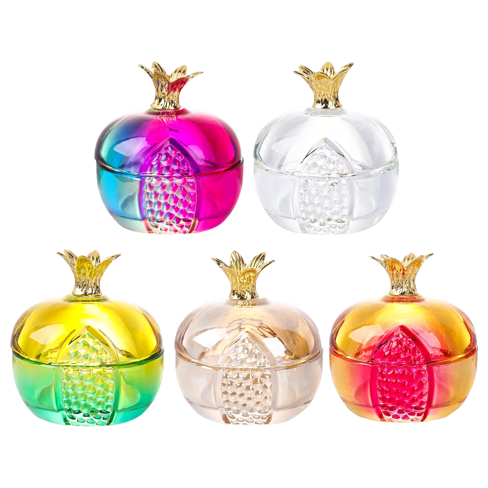 Glass Pomegranate Trinket Box Decorative Jeweled Holder Colorful Fruit Ring Necklace Organizer Mother’s Day Wedding Gift