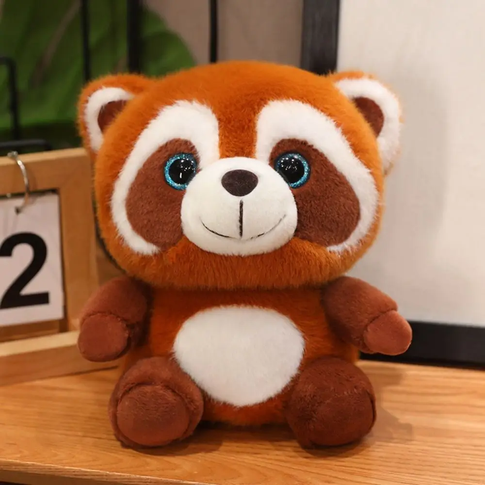 Animale di peluche Panda rosso Procione Peluche Bambola Postura seduta Simulazione Occhi verdi Procione Peluche Morbido cuscino Kawaii Giocattolo per bambini