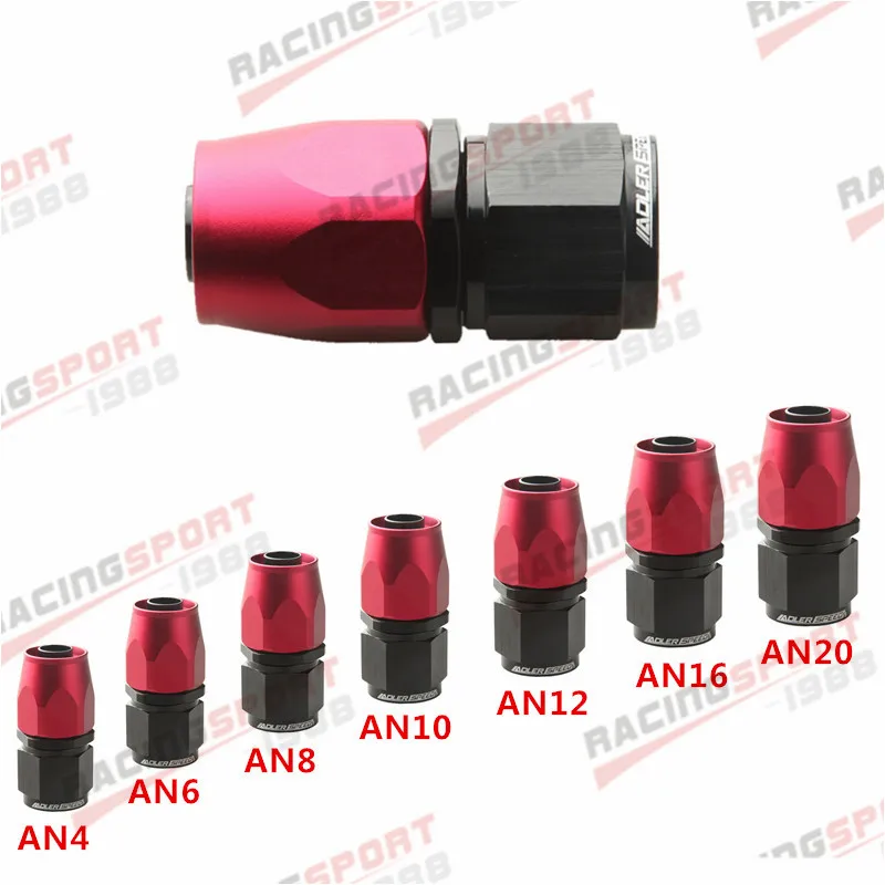 4AN 6AN 8AN 10AN 12AN 16AN 20AN Aluminum Straight Swivel Oil Hose End Fitting Red-Black