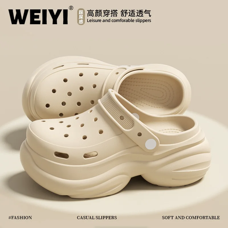 

Summer Heightening In Women Foot Wear Shoes Casual Baotou Hole And Non-Smelly Outdoors Slippers Non-Slip Cool