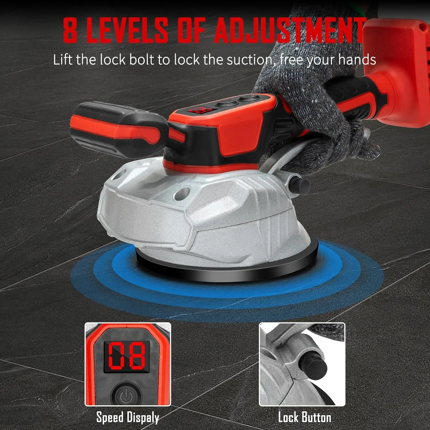 آلة تركيب اهتزاز البلاط اللاسلكي لبطارية ميلووكي، أدوات اهتزاز لوضع الزجاج على الحائط قابلة للتعديل بـ 8 سرعات