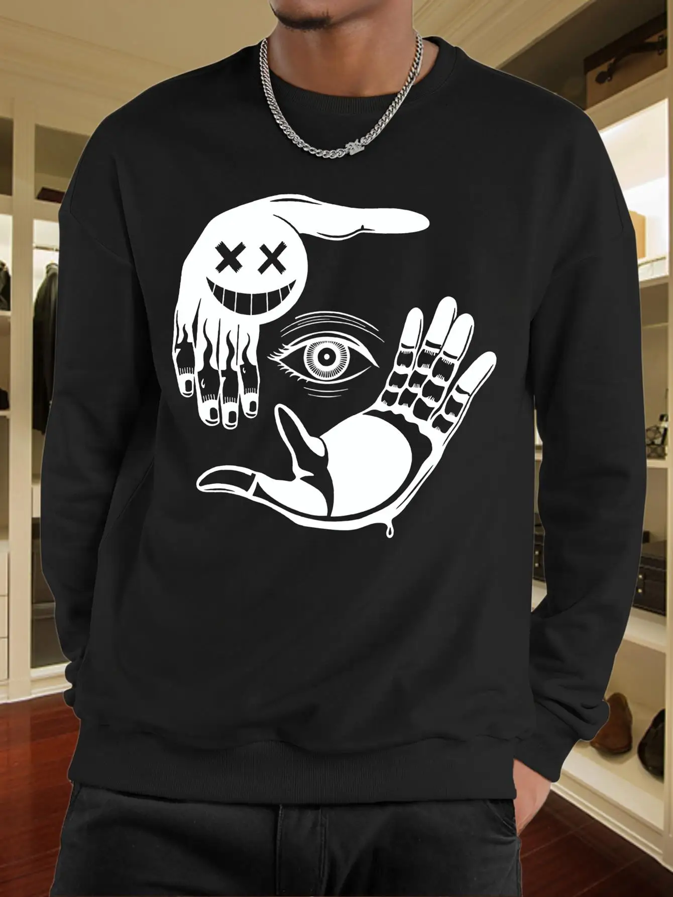 

Gothic Graphic Printing Autumn and Winter Men's and Women's Sweatshirts Casual Loose Outdoor Street Sports Training Brand