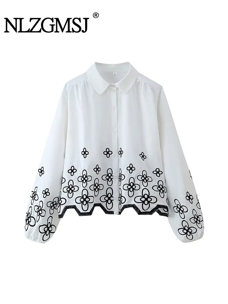 

Повседневная женская блузка с вышивкой, свободная блузка с длинными рукавами, новая мода, рубашки весна-лето 2025 г.