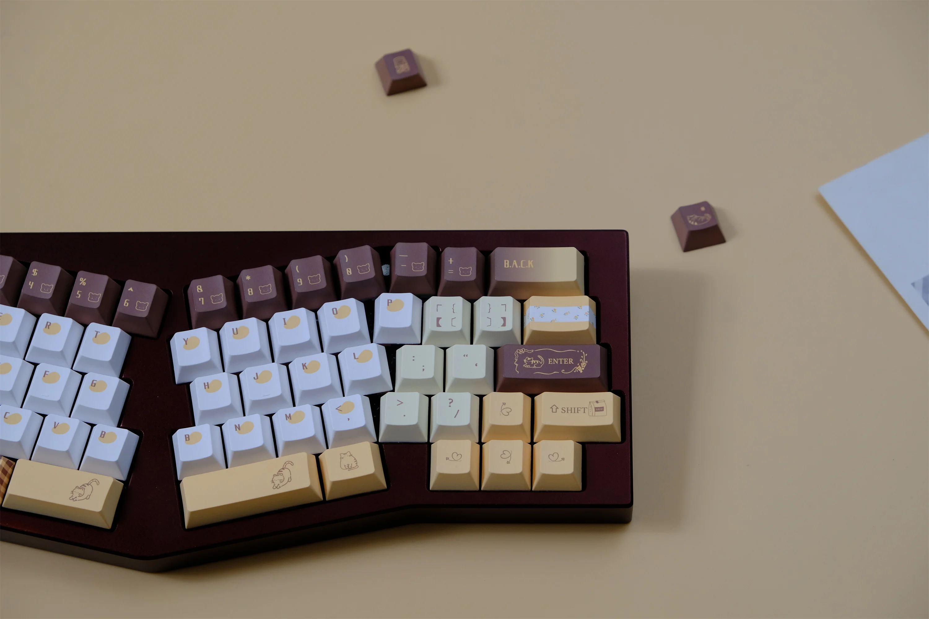 Keycaps Mango Latte 144 Tombol Bahan PBT Profil Cherry DYE-SUB Personalisasi Wooting Untuk Keyboard Mekanik CHERRY MX Switch