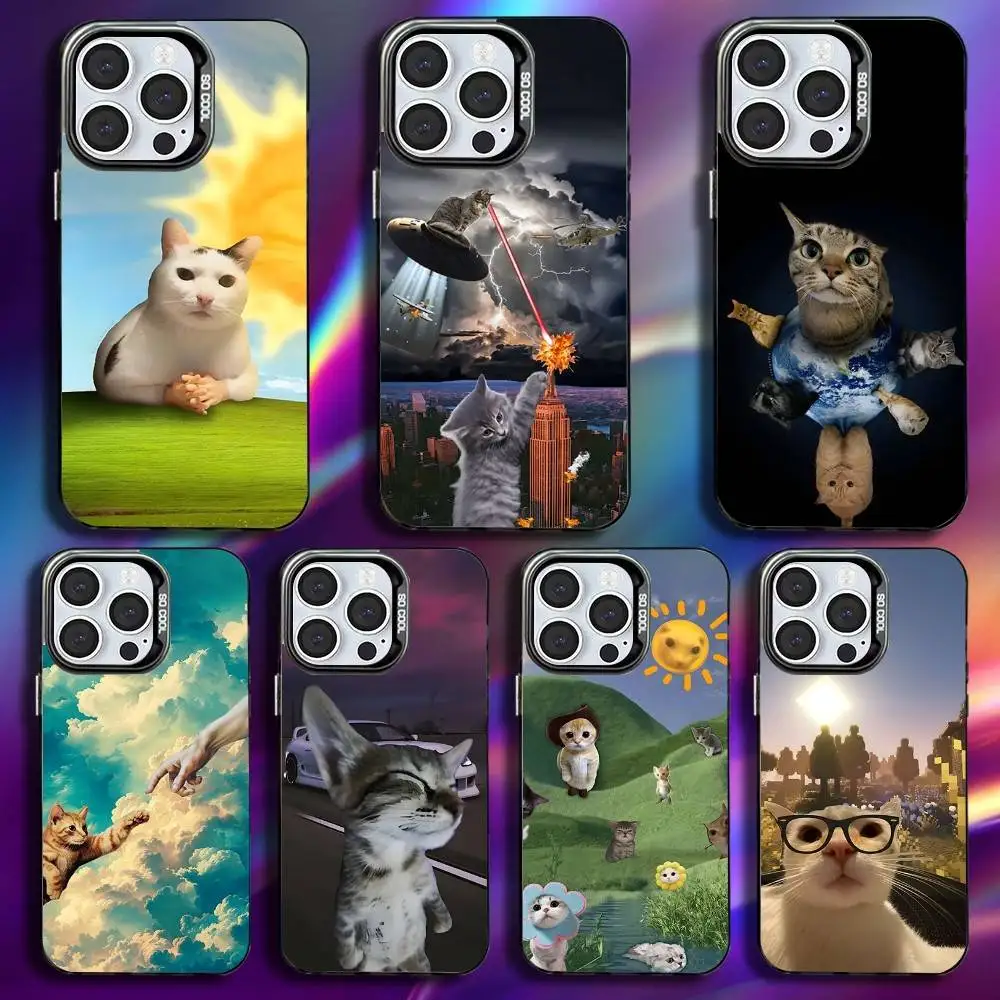 

Ctue Memes Cat Phone Case For iPhone 17,16,15,14,13,12,11,Pro,Max,Plus,Mini,XS,SE Anti Fall Black Matte Hard Bumper