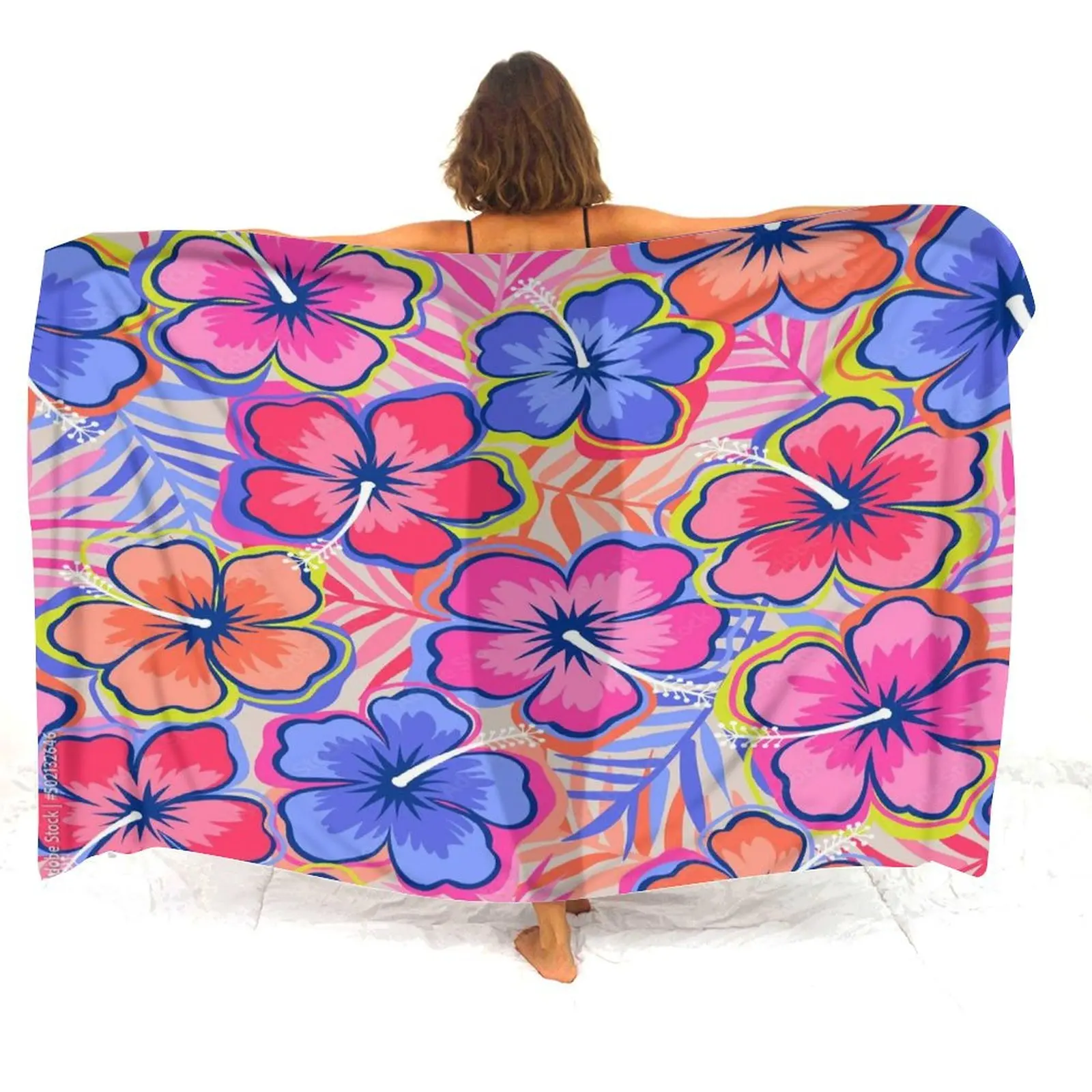 여름 소프트 사롱 맞춤형 해변 앞치마 패턴 파티 히비스커스 폴리네시아 숄 원피스 코트 고품질 사롱 2025