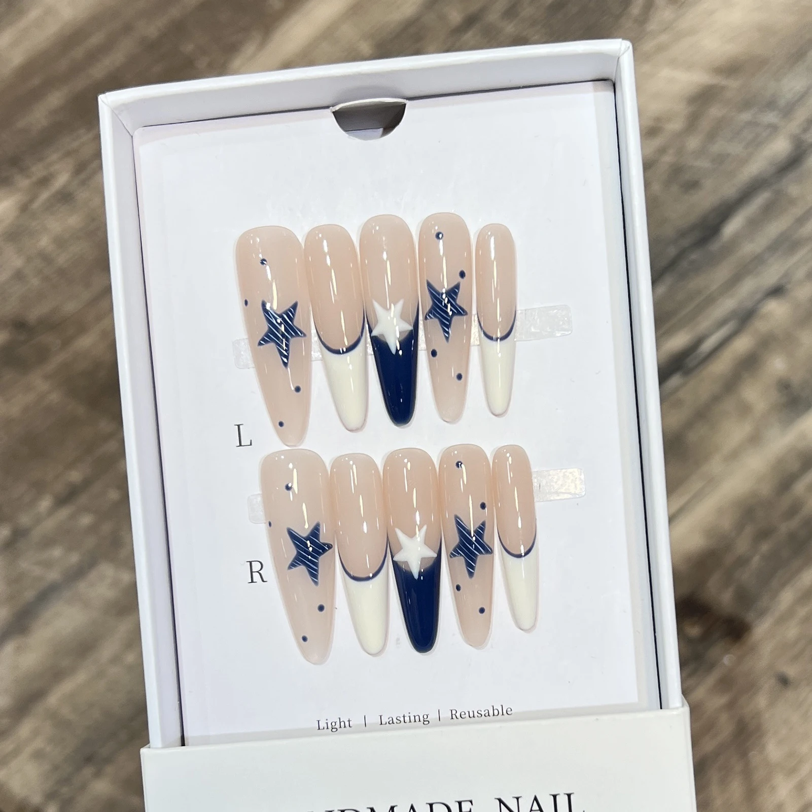 10 Stück handgefertigte Katzenaugen-Kunstnägel mit Stern-Designs zum Aufdrücken der Nägel, matte Glitzernägel für das tägliche Tragen auf Partys