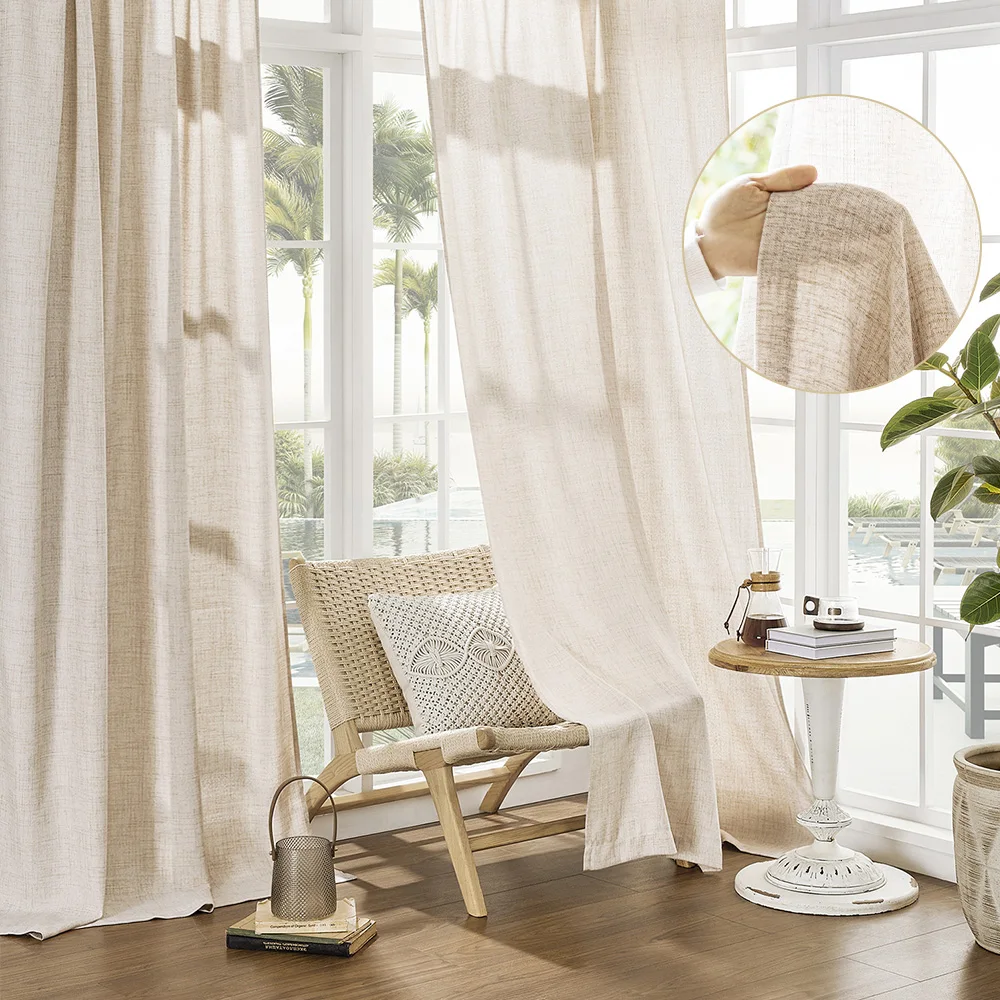 1PC Tende trasparenti in lino giapponese per soggiorno Camera da letto Tenda semi-tulle per cucina Tende per porte Decorazione della casa