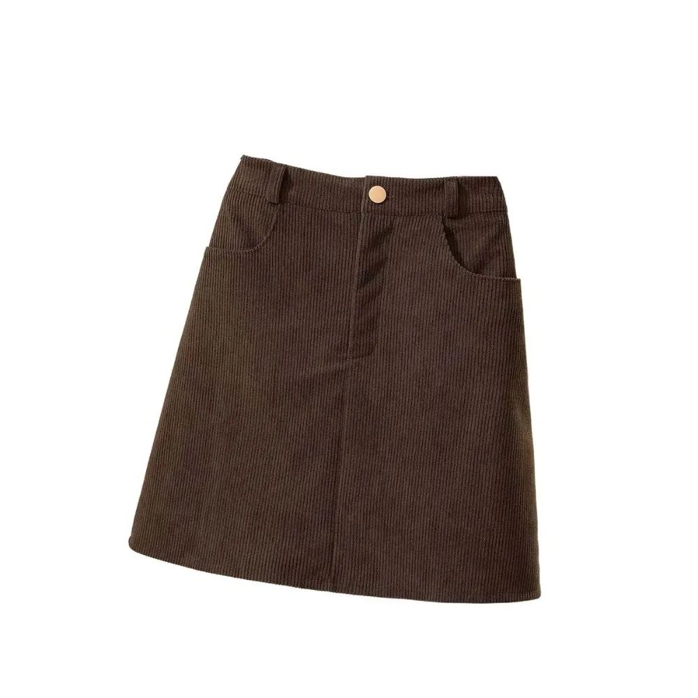 

Retro High Waist Women Corduroy Skirt Spicy Girl Style Large Size A-line Short Skirt Velvet Autumn Winter Slim Fit Skirt Girls
