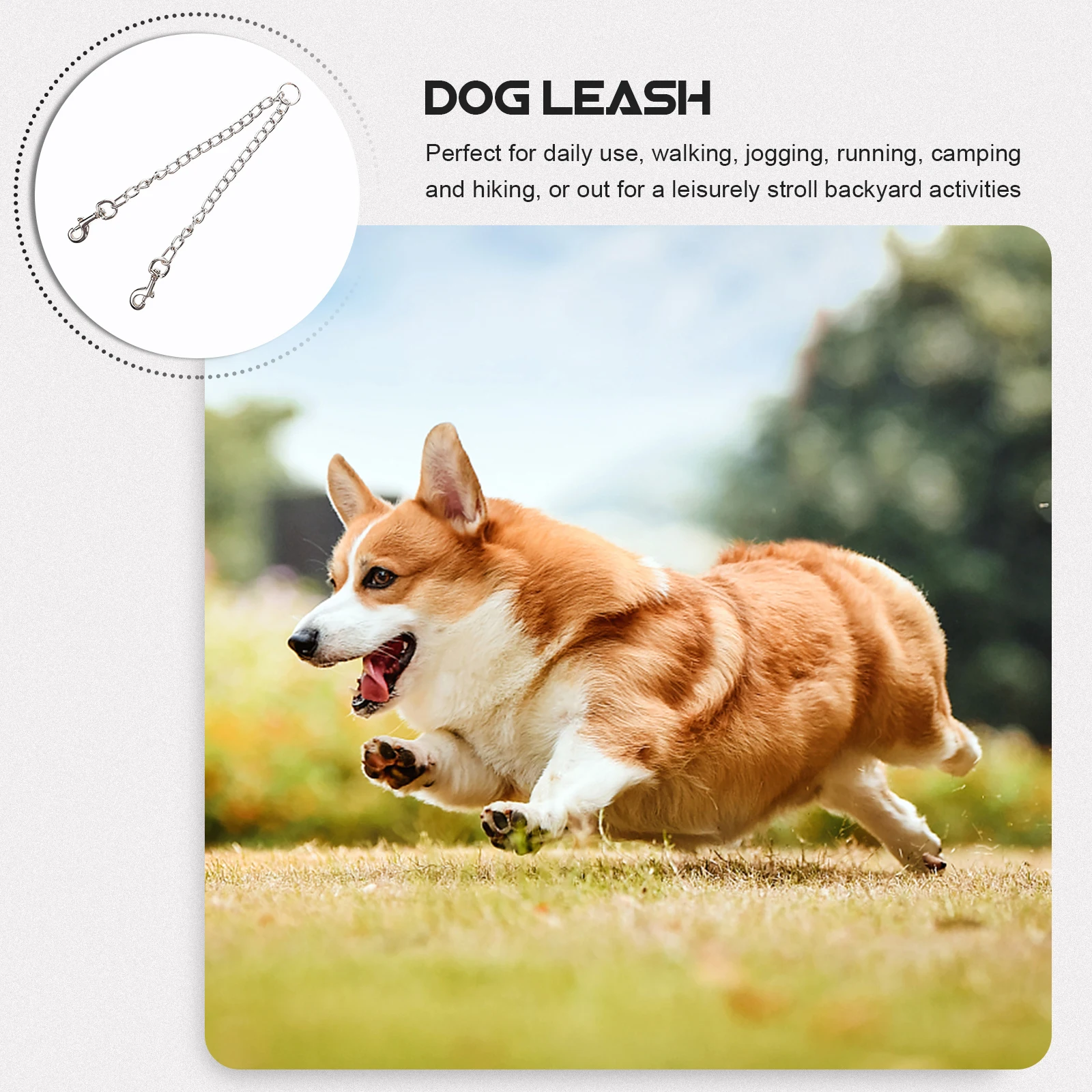 

Dog Leash 0.4X70Cm Heavy Duty Durable Pet Walking Lead Dicephalous Double Buckle Weatherproof Light Weight Comfortable For