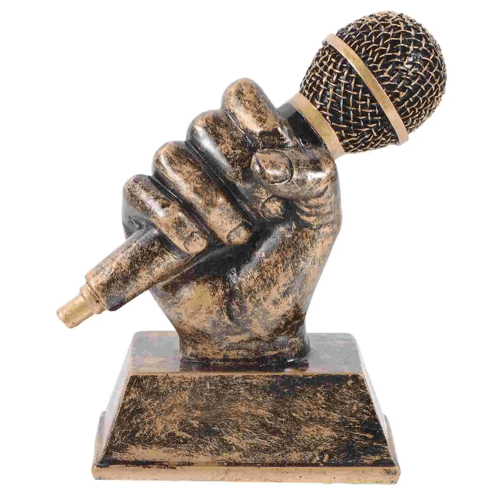 

Music Trophy Microphone Sculpture Party Award Trophies Cheer Vintage Decor Sports Mini for Parties Resin Office Student