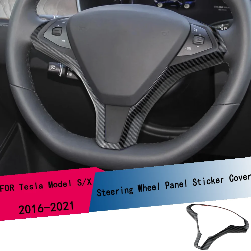 ABS Auto-Lenkrad-Rahmenaufkleber für Tesla Model S Model X Innere Lenkrad-Dekoration Abdeckung Zubehör