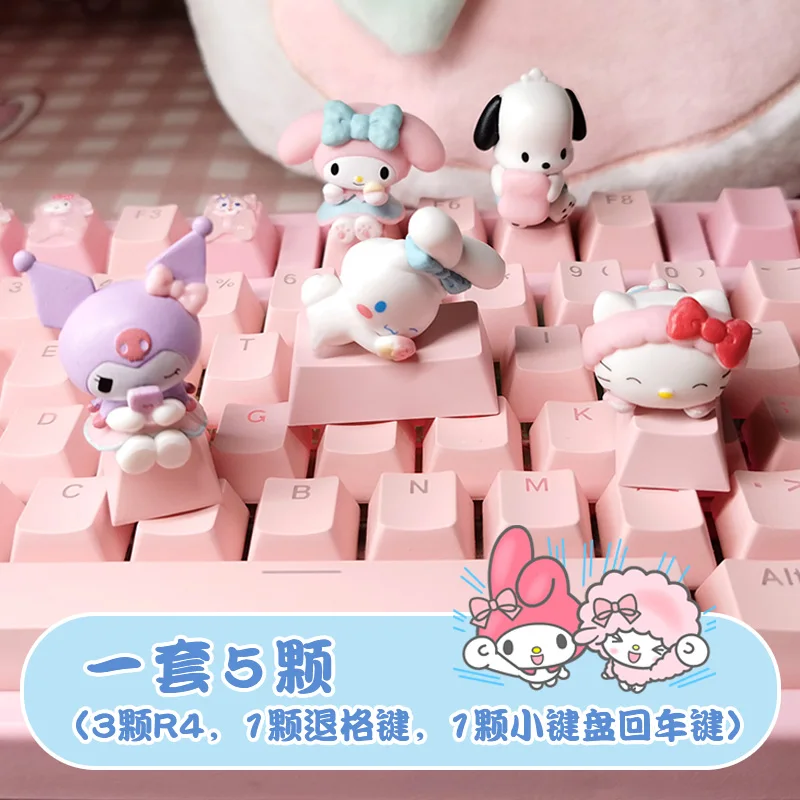 Cute Cinnamon Roll Keyboard Cap Mechanical Keyboard Cap Mx Switch Custom Cartoon Girl Cute Translucent Pink Esc DIY Keyboard Cap