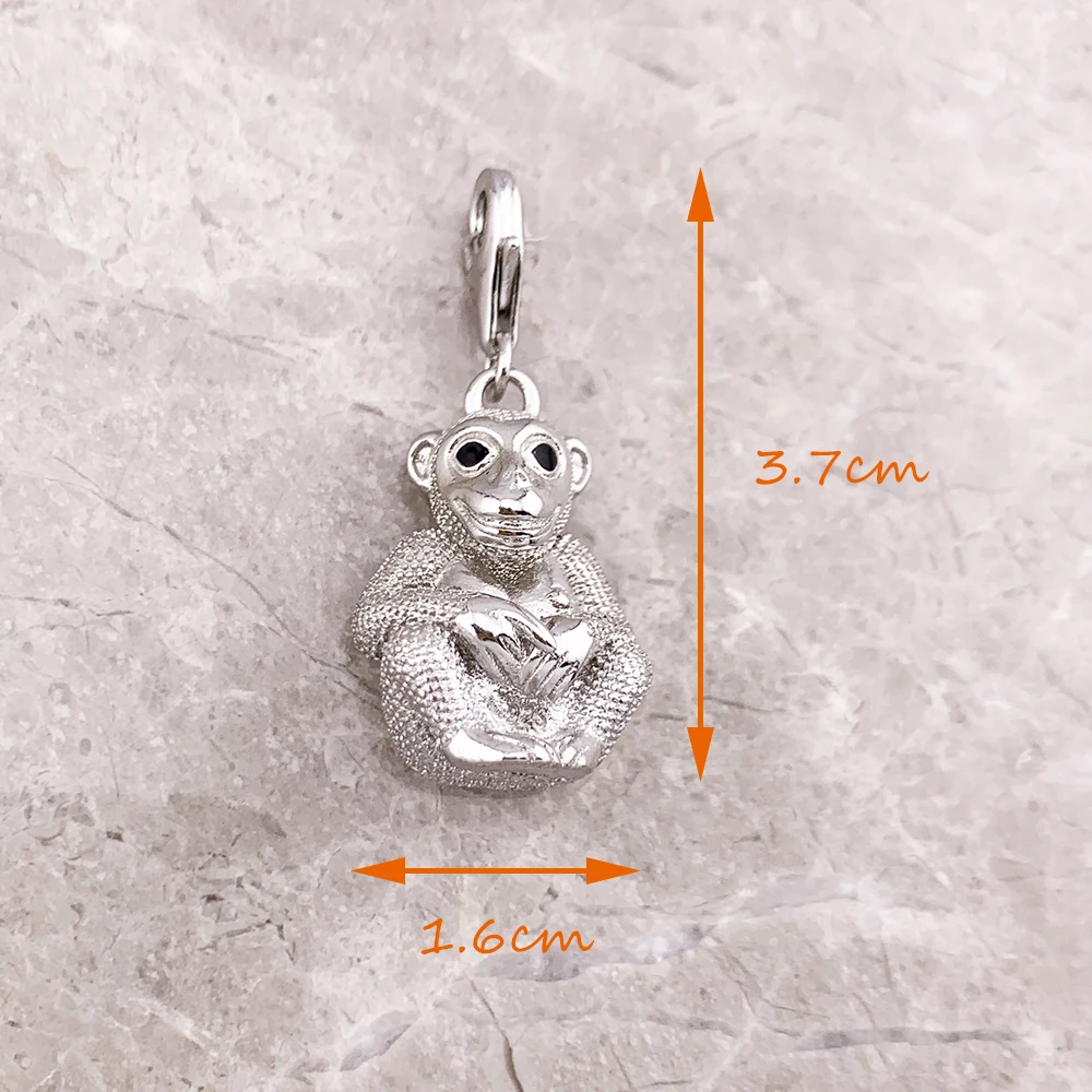Monkey Charm Pendant Women Men Spring Pure 925 Sterling Silver Cute Jewelry Accessories Party Gift
