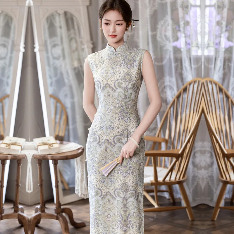 2026 Spring/Summer New Retro Cotton and Hemp Long Cheongsam Women's Slimming Chinese Style Daily Improvement Dress Qipao