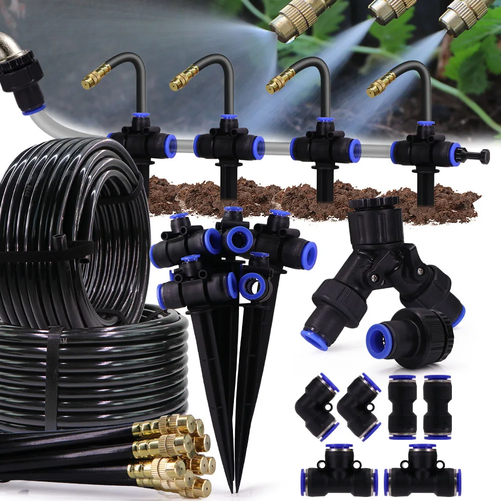 

Комплект для охлаждения сада методом туманообразования 360°, 3/8 дюйма, 9/12 мм ° Регулируемая насадка-распылитель для полива растений на открытом воздухе, для шлангов из полиэтилена