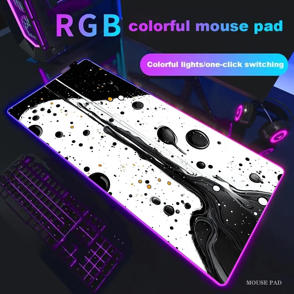 

Abstract Liquid Mouse Pad Large RGB Gaming Mousepads LED Light Locked Edges Game Accessories Table Pads Keyboard Mat XXL 90x40cm