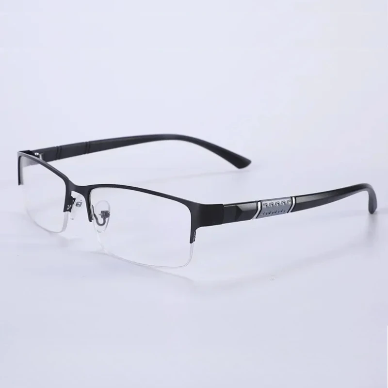 Metal Half Frame Reading Glasses TR90 Farsighted Eyeglasses Business for Men Finished Presbyopic Eyewear with Diopter +1 To +4.0