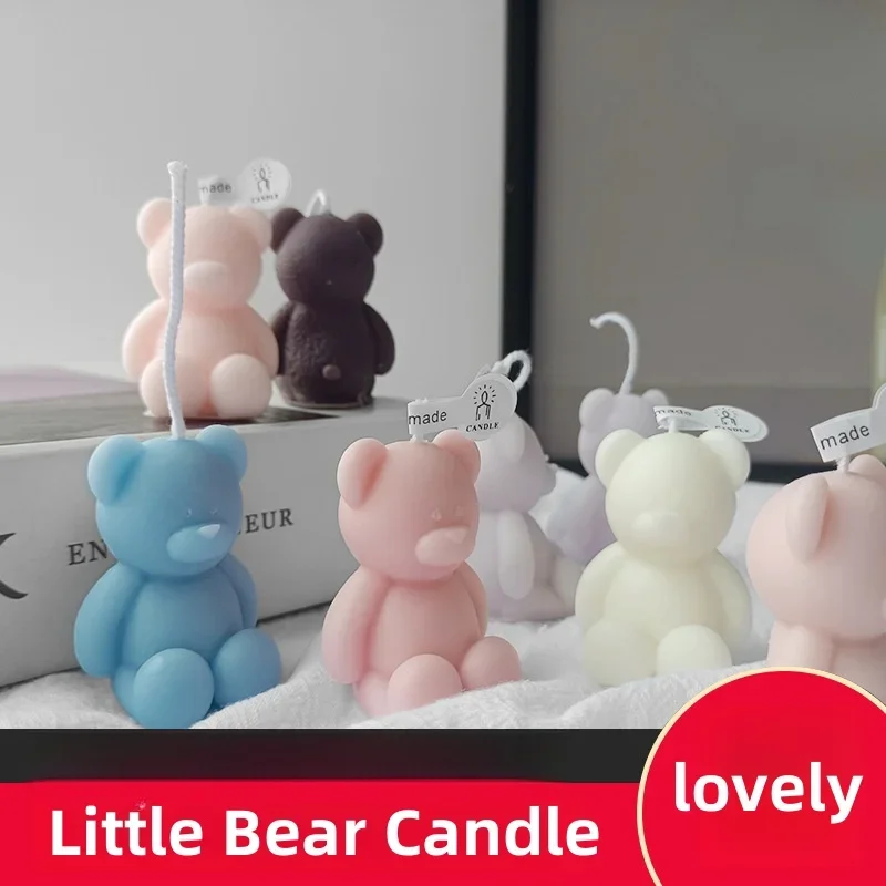 DIY Bear Soy Wax Aroma Candles Cute Animal Mini Bears Handmade Scented Candle Car Aroma Diffuser Birthday Candle