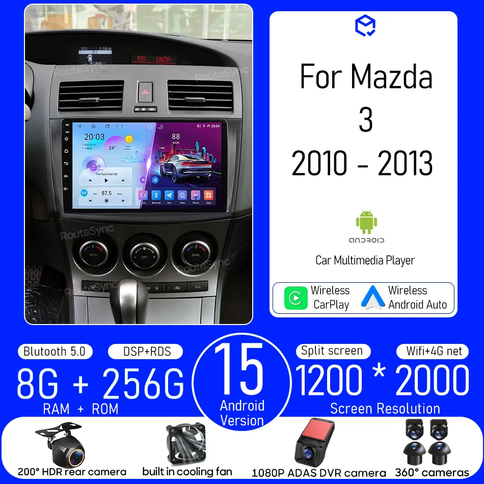 Android For Mazda 3 2010 - 2013 Car Multimedia Player Wireless Carplay Auto Head Unit Radio Video Stereo Navigation GPS 2din DSP