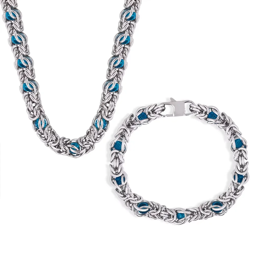 Liora High Quality Stainless Steel Chain Necklace Bracelet For Women Men Irregularly Thick Heavy Charm Women\'s Jewelry Set Gifts